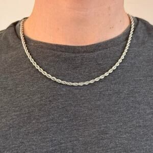 Basic Rope Chain Necklace Stainless Steel 4mm 20" Unisex Jewelry New